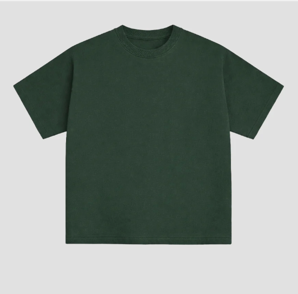 T-shirt rétro délavé robuste vert kaki, 100% coton