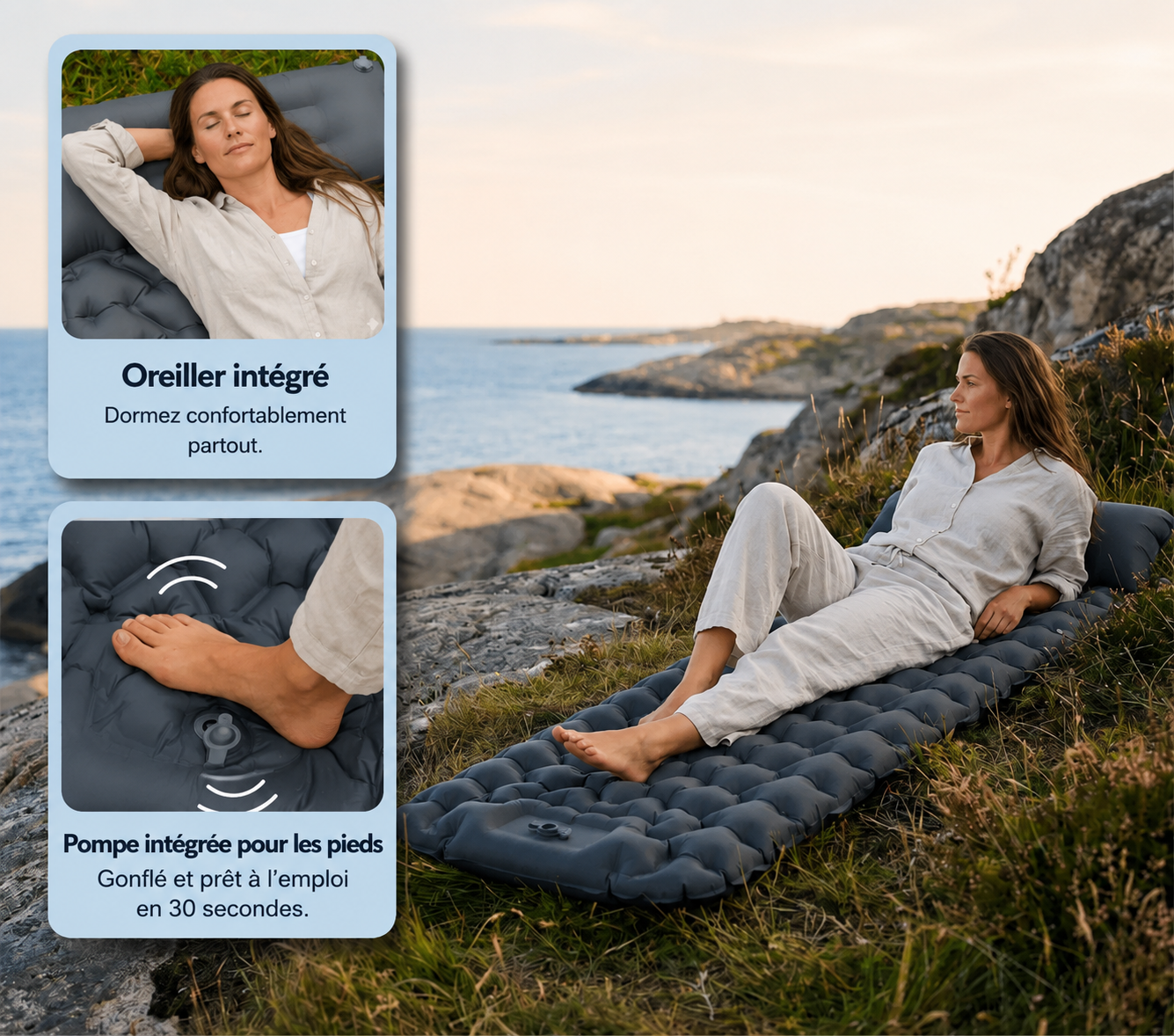 Matelas Gonflable SOLVIKO gris