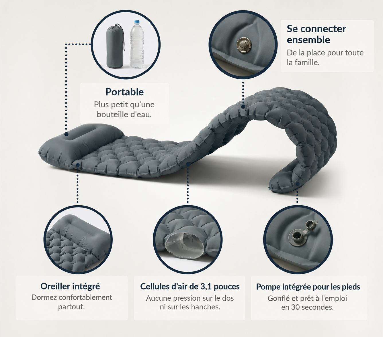 Matelas Gonflable SOLVIKO gris